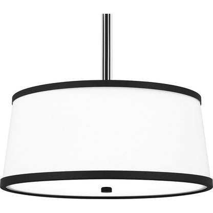 Kylen Pendant, Matte Black/Egg Shell Fabric