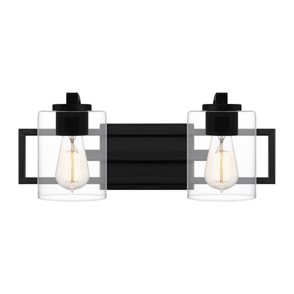 Lansdowne 2 Light Bath Vanity, Matte Black/Clear
