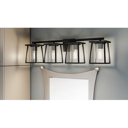 Lodge 4 Light Bath Vanity, Matte Black