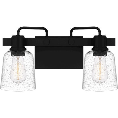 Lydia 2 Light Bath Light, Matte Black/Clear Seedy