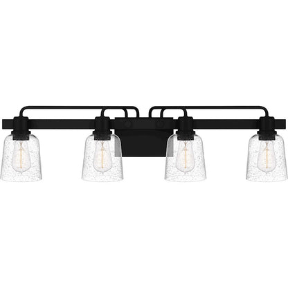 Lydia 4 Light Bath Light, Matte Black/Clear Seedy