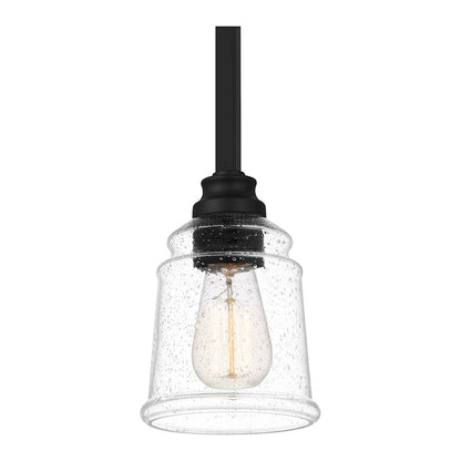 McIntire 1 Light Mini Pendant, Matte Black/Clear Seedy