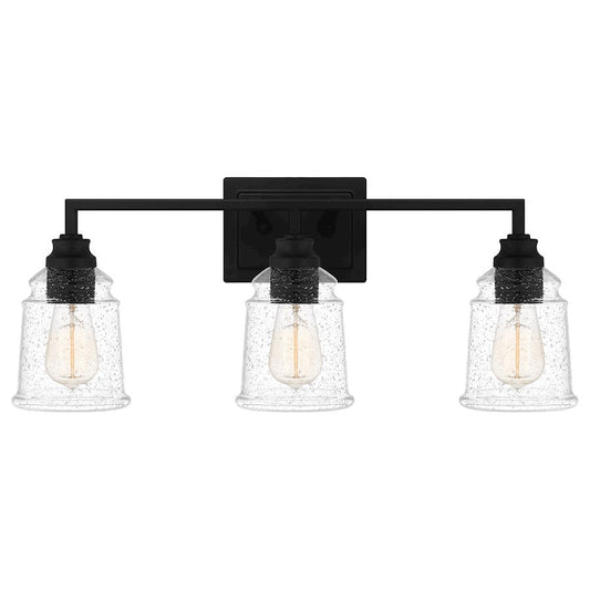 McIntire 3 Light Bath Light, Matte Black/Clear Seedy