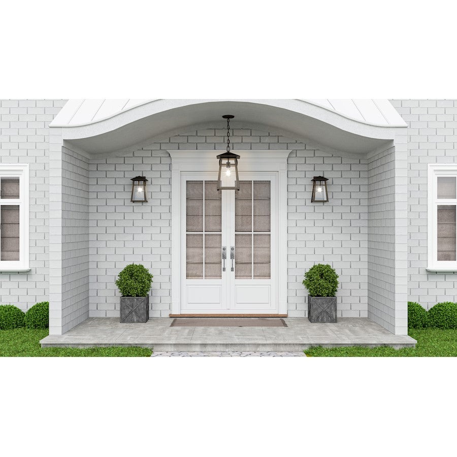 Merle 1 Light 17" Outdoor Lantern, Burnished Bronze/Seeded