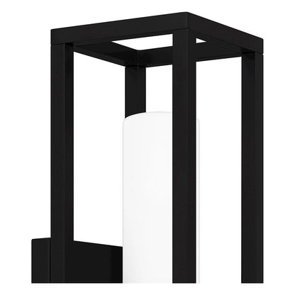 Neville 1 Light Outdoor Lantern, Matte Black/Etched
