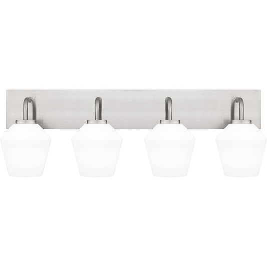 Quoizel Nielson 4 Light Bath Light, Brushed Nickel/Opal Etched - NIE8629BN