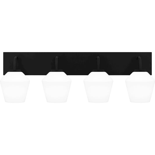 Quoizel Nielson 4 Light Bath Light, Matte Black/Opal Etched - NIE8629MBK