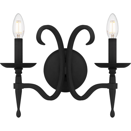 Quoizel Octavia 2 Light Wall Sconce, Earth Black - OCA8714EK