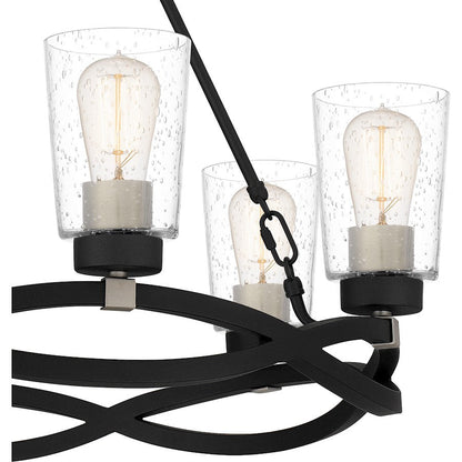 Overlook 6 Light Chandelier, Earth Black/Clear Seedy