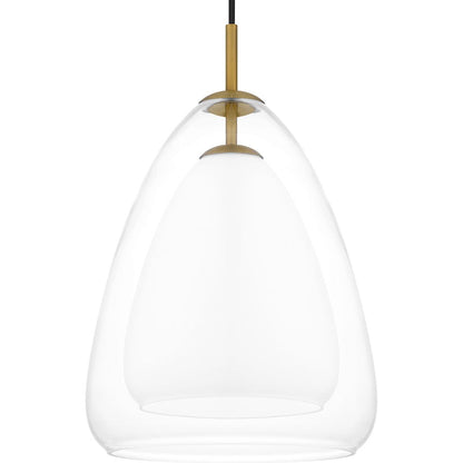 Aero 1 Light Mini Pendant, Aged Brass/Clear/Opal