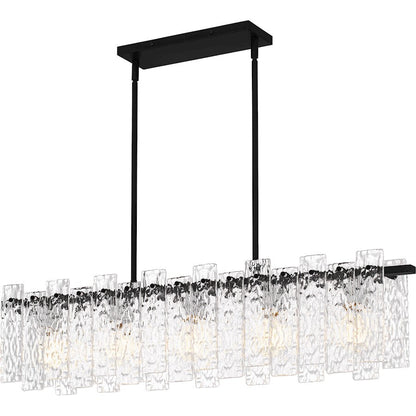 Caspian 5 Light Island Light, Matte Black/Clear Textured
