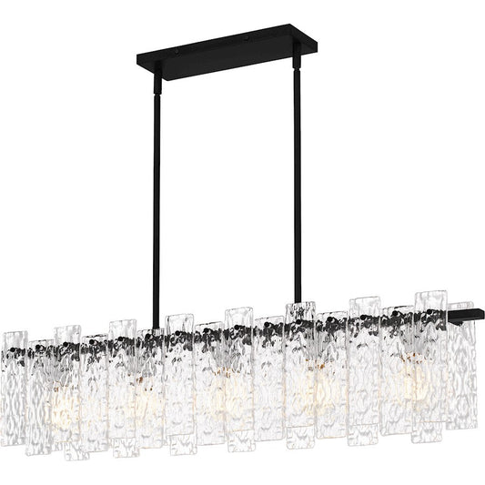 Caspian 5 Light Island Light, Matte Black/Clear Textured