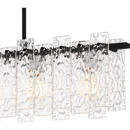 Caspian 5 Light Island Light, Matte Black/Clear Textured