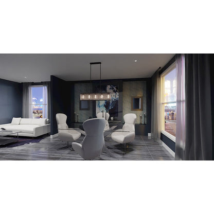 Celeste 5 Light Island Light, Matte Black/Clear Crystal