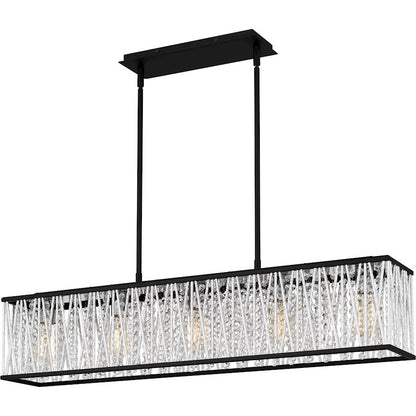 Celeste 5 Light Island Light, Matte Black/Clear Crystal