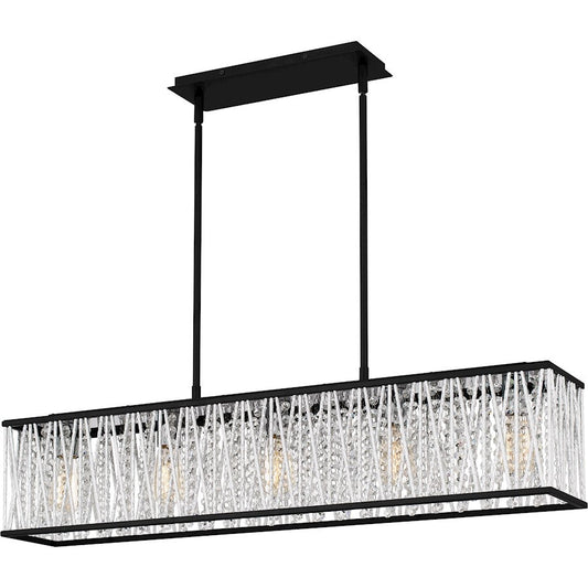 Celeste 5 Light Island Light, Matte Black/Clear Crystal