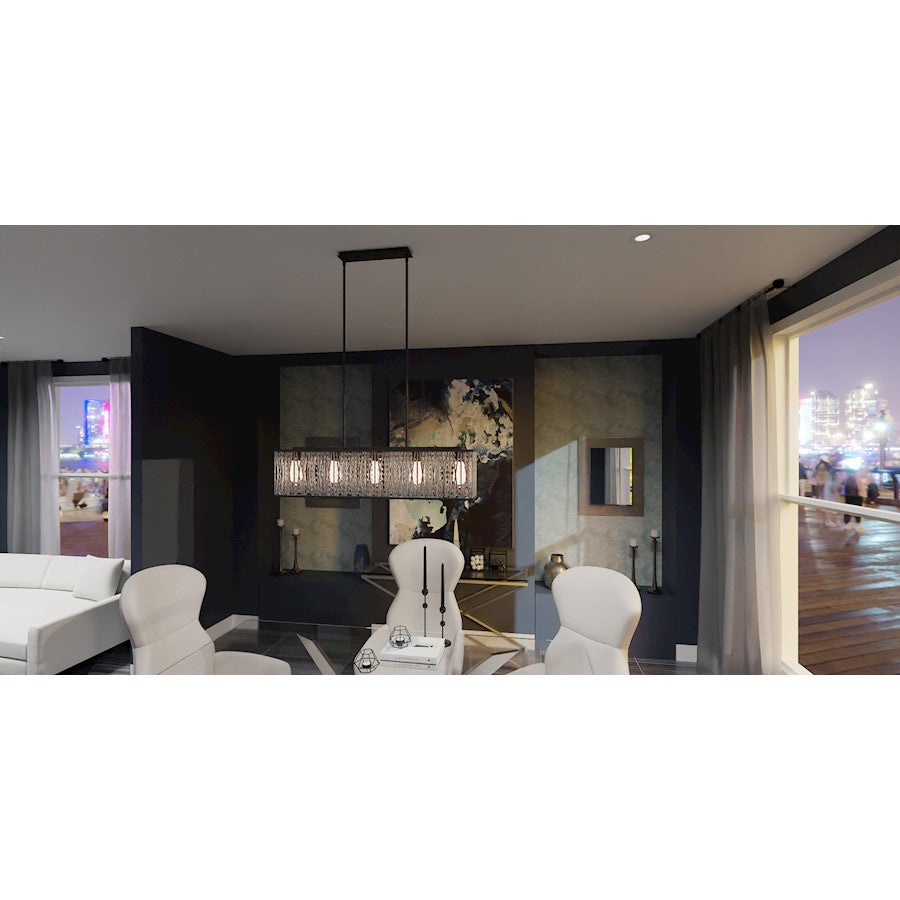 Celeste 5 Light Island Light, Matte Black/Clear Crystal