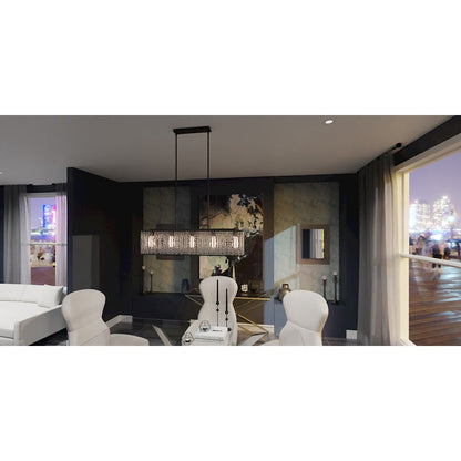 Celeste 5 Light Island Light, Matte Black/Clear Crystal