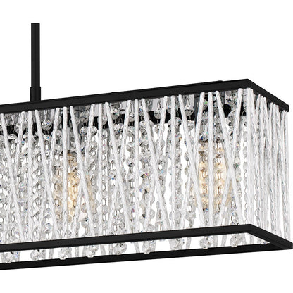 Celeste 5 Light Island Light, Matte Black/Clear Crystal
