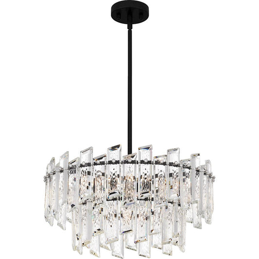 Dion 6 Light Pendant, Matte Black/Clear Crystal Glass