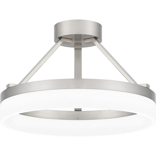 Cohen Semi-Flush Mount, Brushed Nickel/White Acrylic