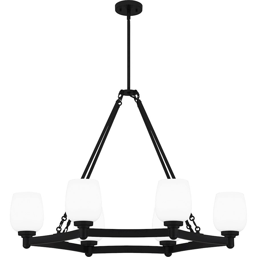 Quoizel Penning 6 Light Island Light, Matte Black/Opal Etched Glass - PNG638MBK