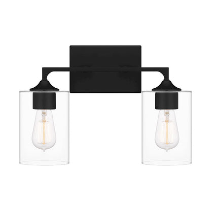 Quoizel Prescott 2 Light Bath Light, Matte Black/Clear - PRC8616MBK