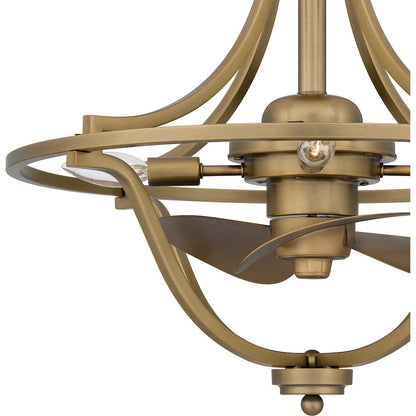 Harvel 4 Light Fan Light, Weathered Brass