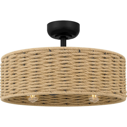Islander 4 Light Fan Light, Matte Black/Hemp Rope