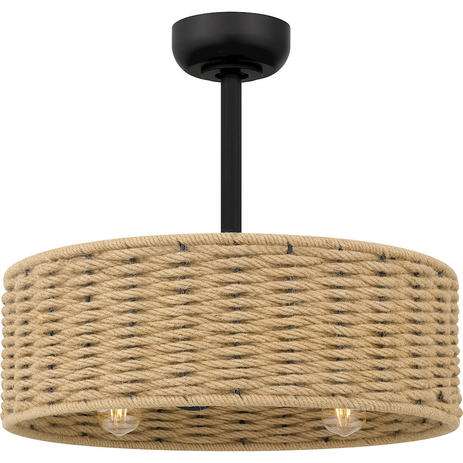 Islander 4 Light Fan Light, Matte Black/Hemp Rope