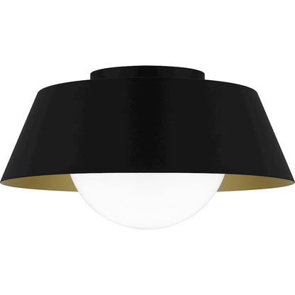 Damascus 1 Light Flush Mount, Matte Black/Opal /Clear
