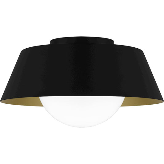 Damascus 1 Light Flush Mount, Matte Black/Opal /Clear