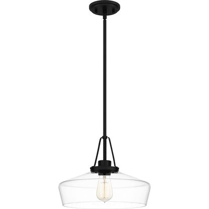 Quoizel Haven 1 Light Pendant, Matte Black/Clear - QP5584MBK