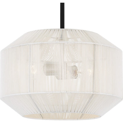 Newfoundland 2 Light Pendant, Matte Black/Rope