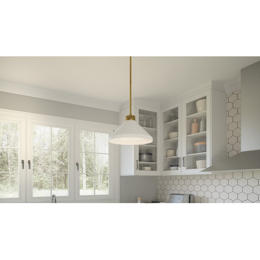 Ira 1 Light Pendant, Weathered Brass/Opal