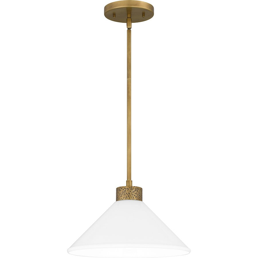 Ira 1 Light Pendant, Weathered Brass/Opal