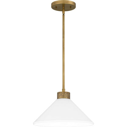 Ira 1 Light Pendant, Weathered Brass/Opal