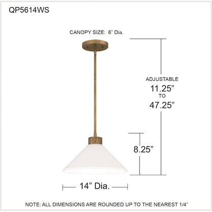 Ira 1 Light Pendant, Weathered Brass/Opal