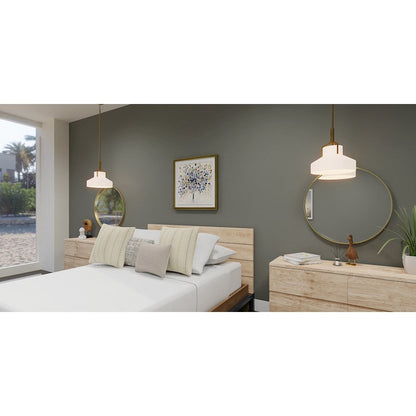 Brecken 2 Light Pendant, Aged Brass/Opal Glass