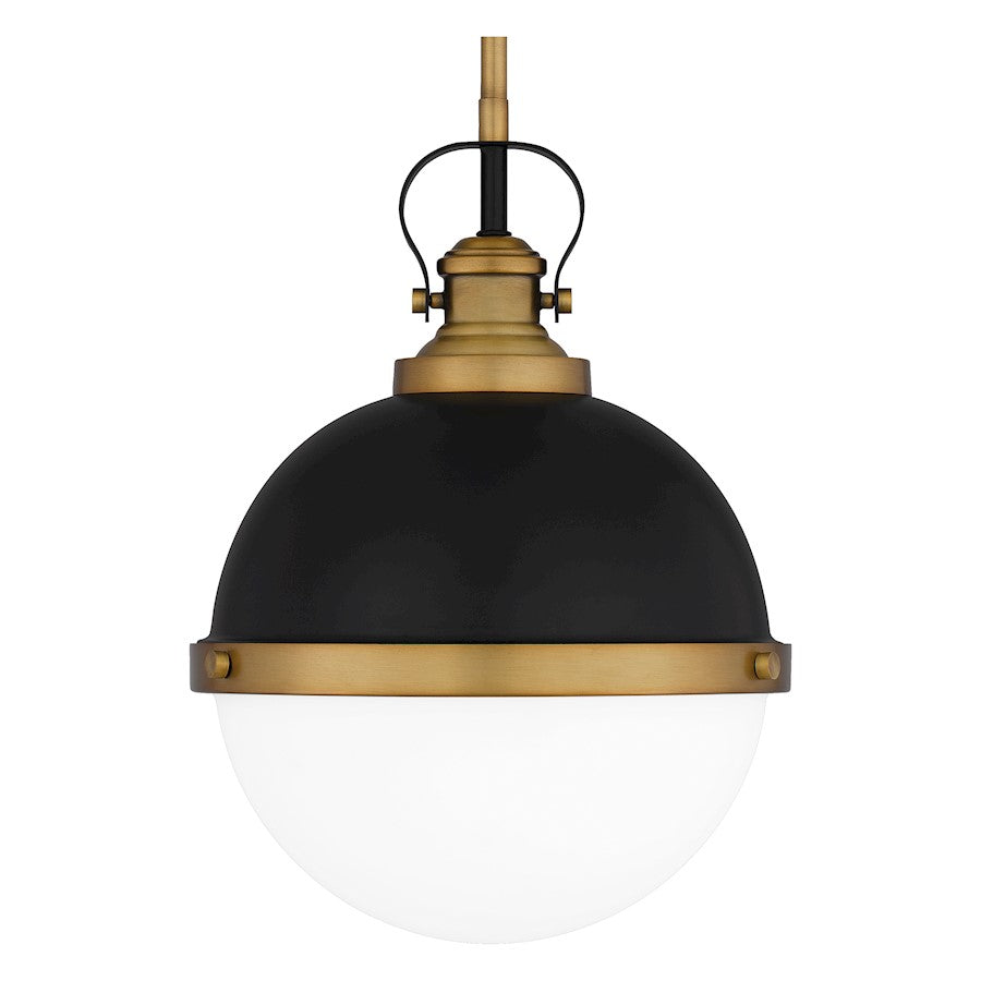 Sullivan 1 Light Mini Pendant, Matte Black/Opal Etched