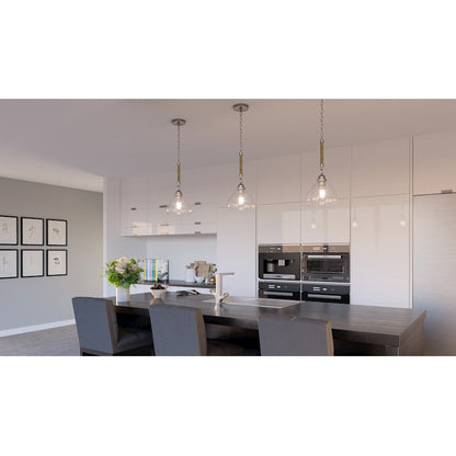 Laughlin 1 Light Mini Pendant, Brushed Nickel/Clear Seedy