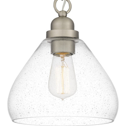 Laughlin 1 Light Mini Pendant, Brushed Nickel/Clear Seedy