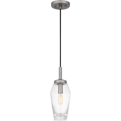 Xander 1 Light Mini Pendant, Antique Nickel/Clear Glass