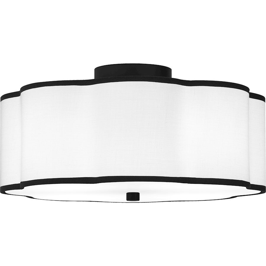 Mabry 4 Light Semi-Flush Mount, Matte Black/White Fabric