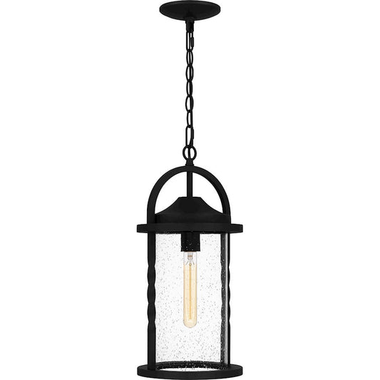 Reece 1 Light 19" Outdoor Lantern, Earth Black/Clear Seedy