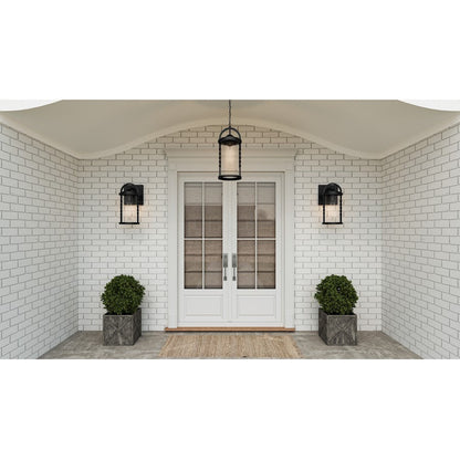 Reece 1 Light Outdoor Lantern, Earth Black/Clear Seedy