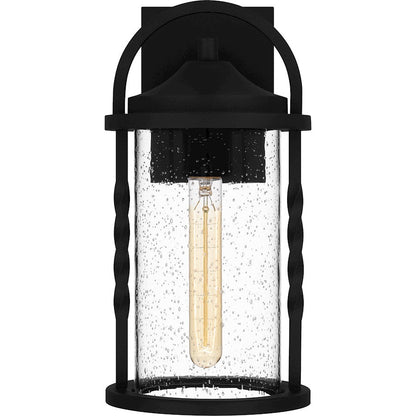Reece 1 Light Outdoor Lantern, Earth Black/Clear Seedy