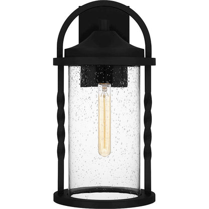 Reece 1 Light Outdoor Lantern, Earth Black/Clear Seedy