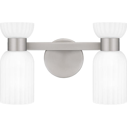 Rembrandt 2 Light Bath Light, Nickel/Etched Ribbed
