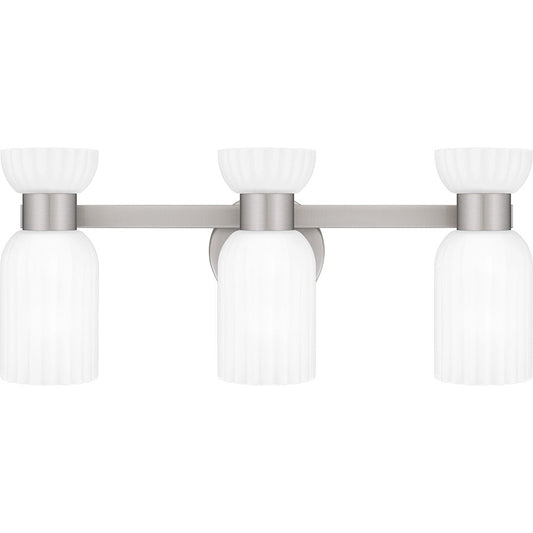 Rembrandt 3 Light Bath Light, Nickel/Etched Ribbed
